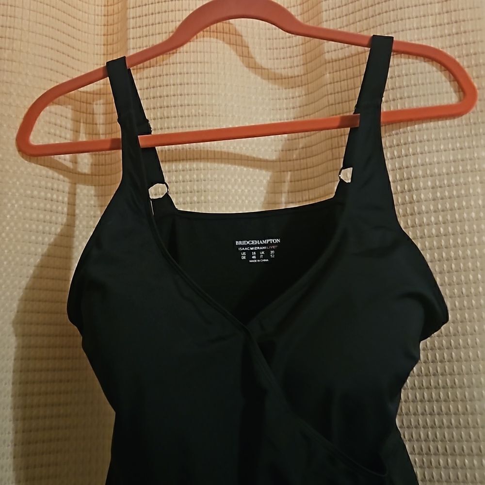 ISAAC MIZRAHI LIVE Bridgehampton Swim Dress with UPF50 Black 16 - Picture 3 of 7